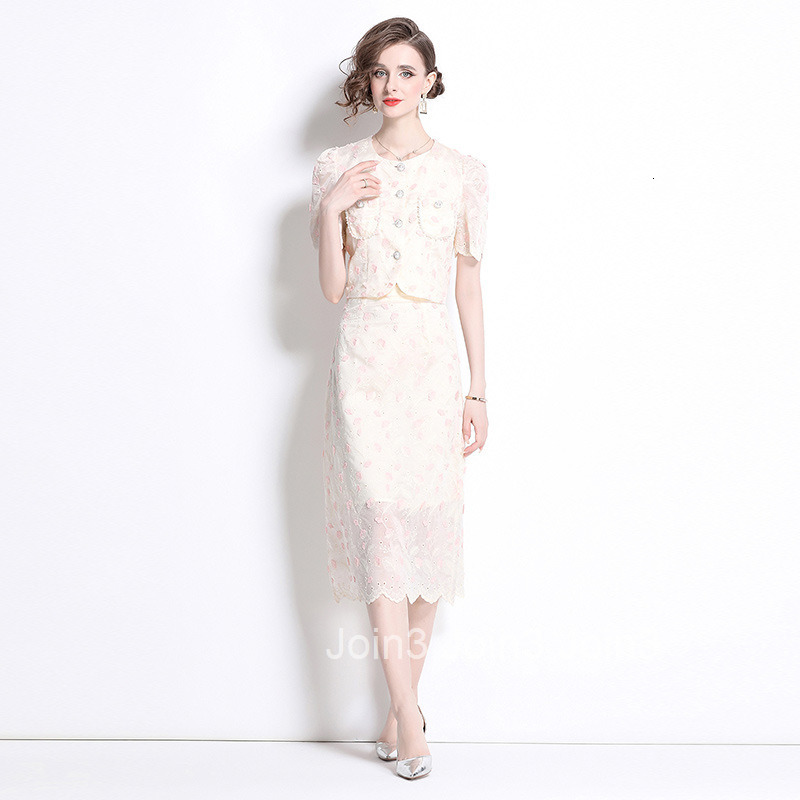 8580 Summer New Womens Fashionable Short Sleeve Top + Skirt Two-Piece Set