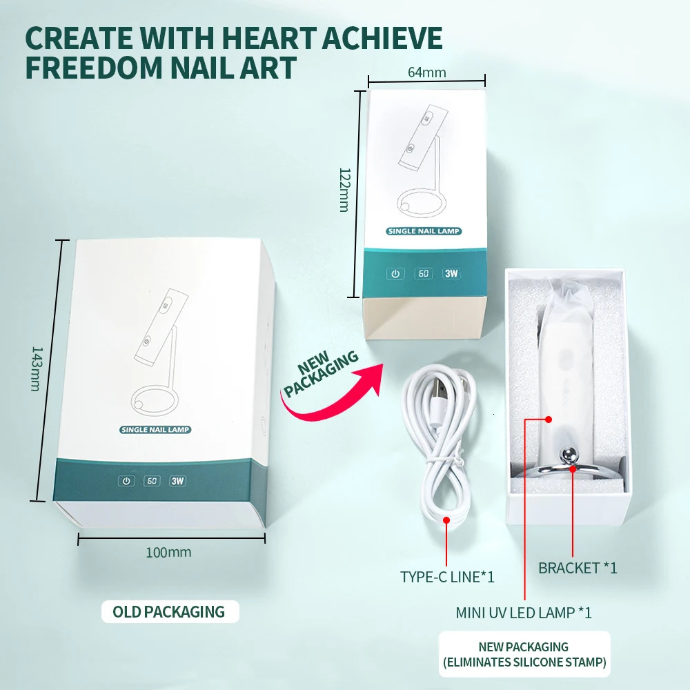 Portable LED UV Nail Lamp with Magnetic Stand Handheld UV Light for Gel Nails Cordless Rechargeable USB Nail Dryer 1PC Nailpop 250716