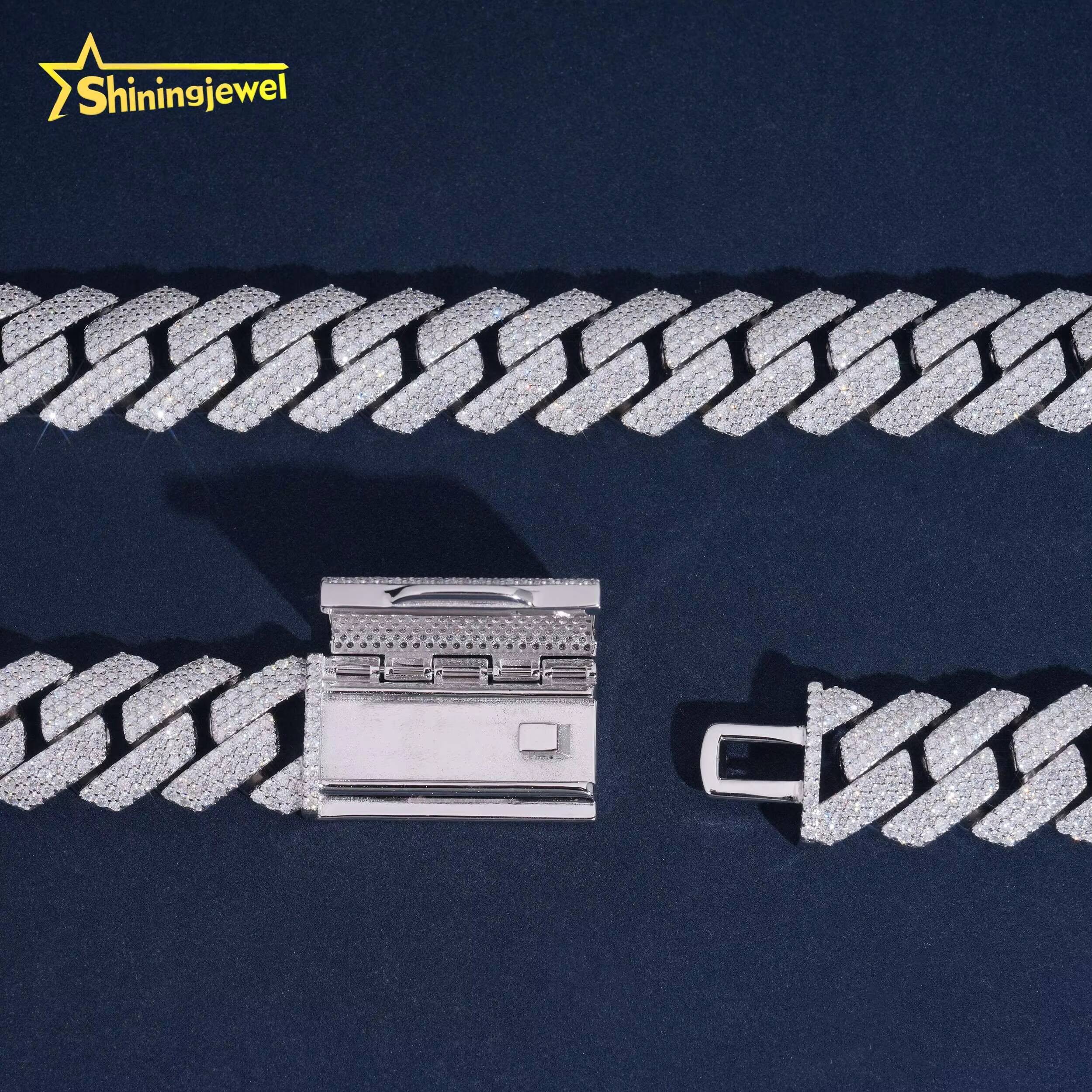 Thick Heavy Chunky 20mm Cuban Links 3 Row Top Quality Chunky Heavy Rapper Jewelry Iced Out Moissanite Diamond Cuban Chain