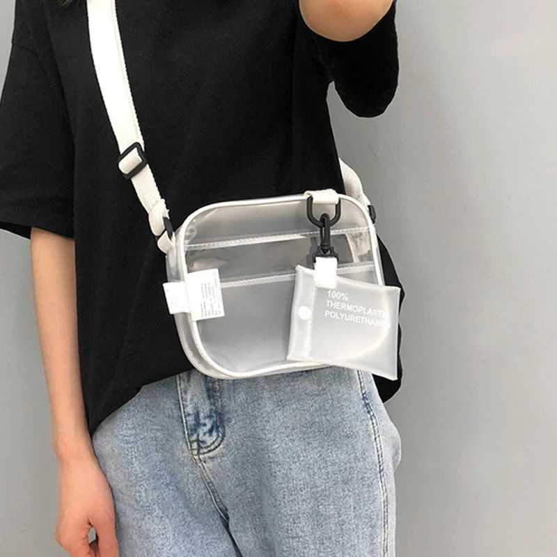 Causual Transparent Clear Woman Crossbody Bags Shoulder Bag Handbag Jelly Small Phone Bags With Card Holder Wide Straps Flap Y250719