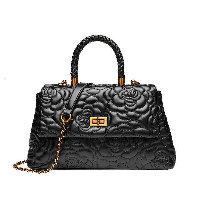 Elegant Fashionable Embroidered Rose Crossbody Chain Handbag Single Shoulder Bean Sprout Mountain Tea Flower Bag