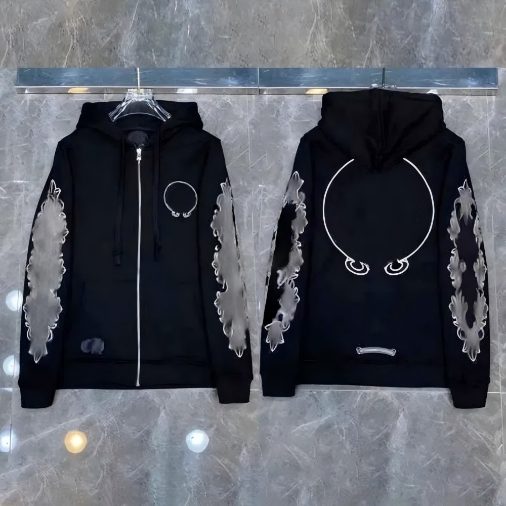 Chrome Hoodie Mens Hip Hop Clothes Heartshoodie Harajuku Y2k Trendy Streetwear Cotton High Quality High Street Hoodies CH Horseshoe Sanskrit Cross Zipper Hoody