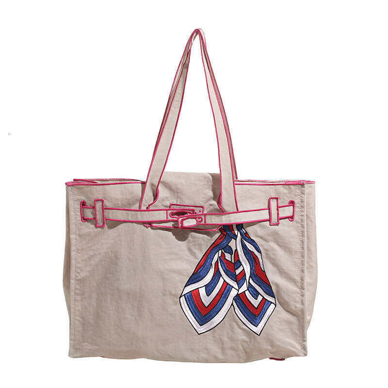 Japanese Lacousette Shopping Scarf Embroidery Single Shoulder Tote Handbag Crossbody Bag Large Capacity Commuter