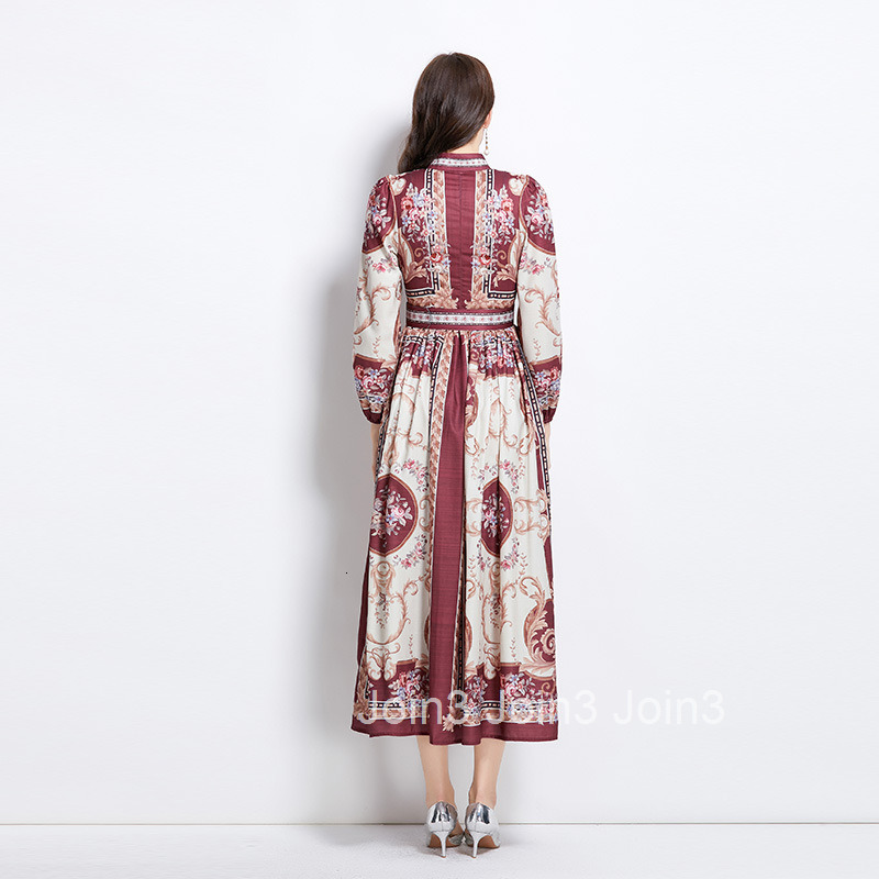 2749 Spring and Summer New Elegance Style Pattern Stand Collar Long Dress