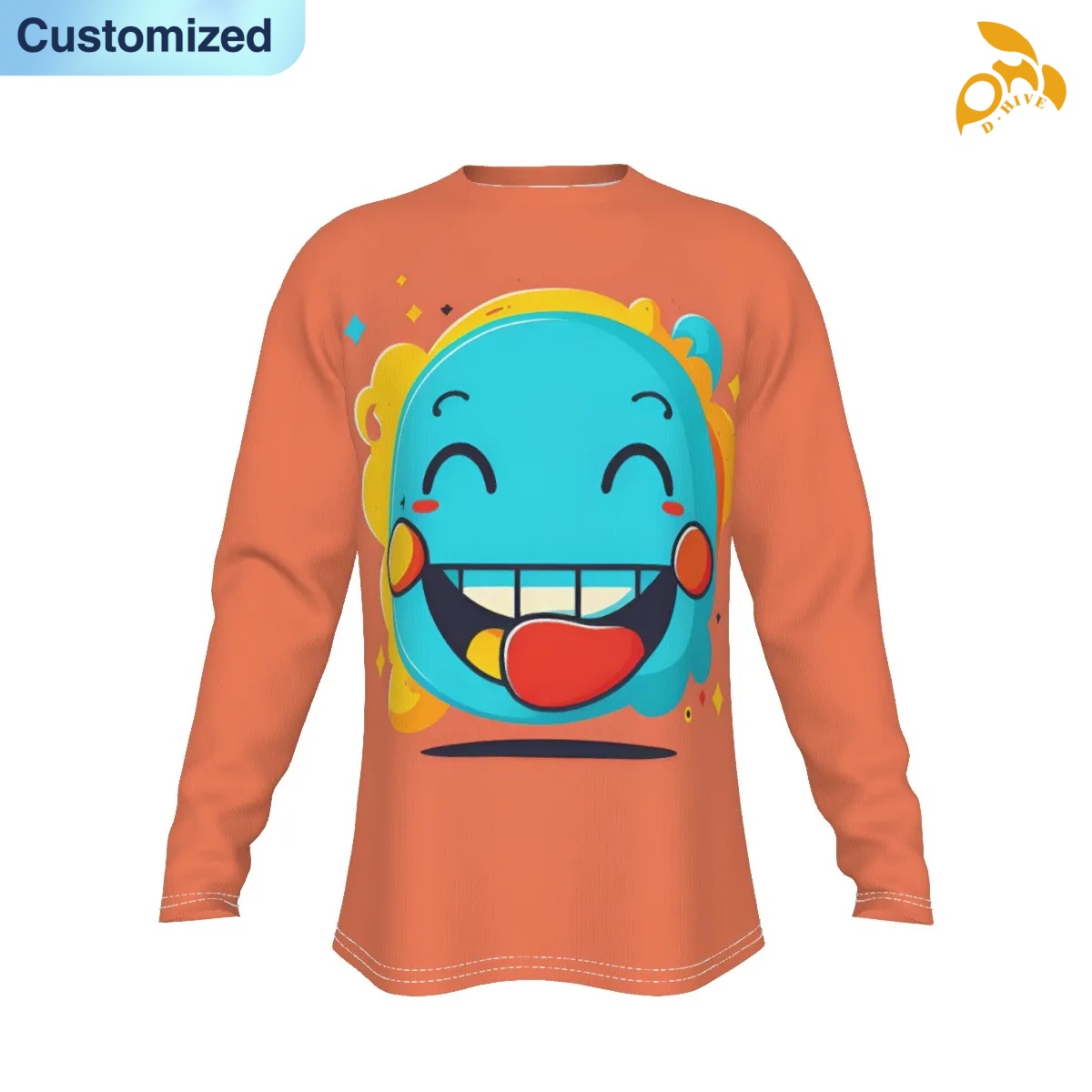 free shipping designer of customized breathable comfortable All-Over Print Men's long-sleeved T-shirt with exquisite patterns from US