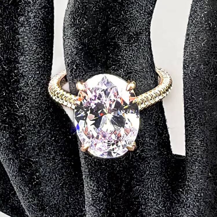 Classic Elegant Rose Gold Plated 925 Silver Big Oval VVS Moissanite Engagement Wedding Ring for Women Special Counter Based