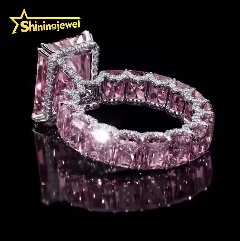 Customized Unique Wedding Bridal Jewelry 10K 14K Solid Gold IGI Certificates White Radiant Lab Diamond Eternity Band Ring