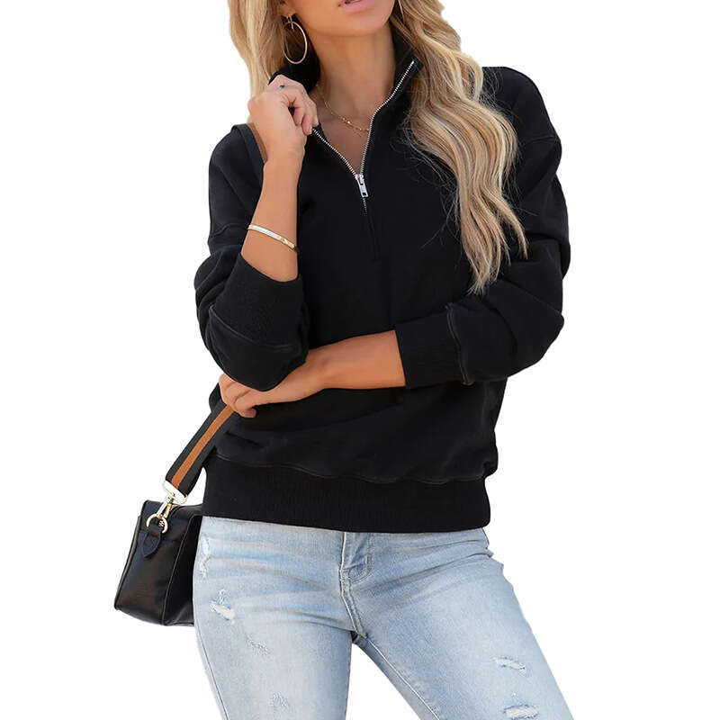 2022 Autumn New Fashion Long Sleeve Casual Elegant Half Zipper Sweatshirt