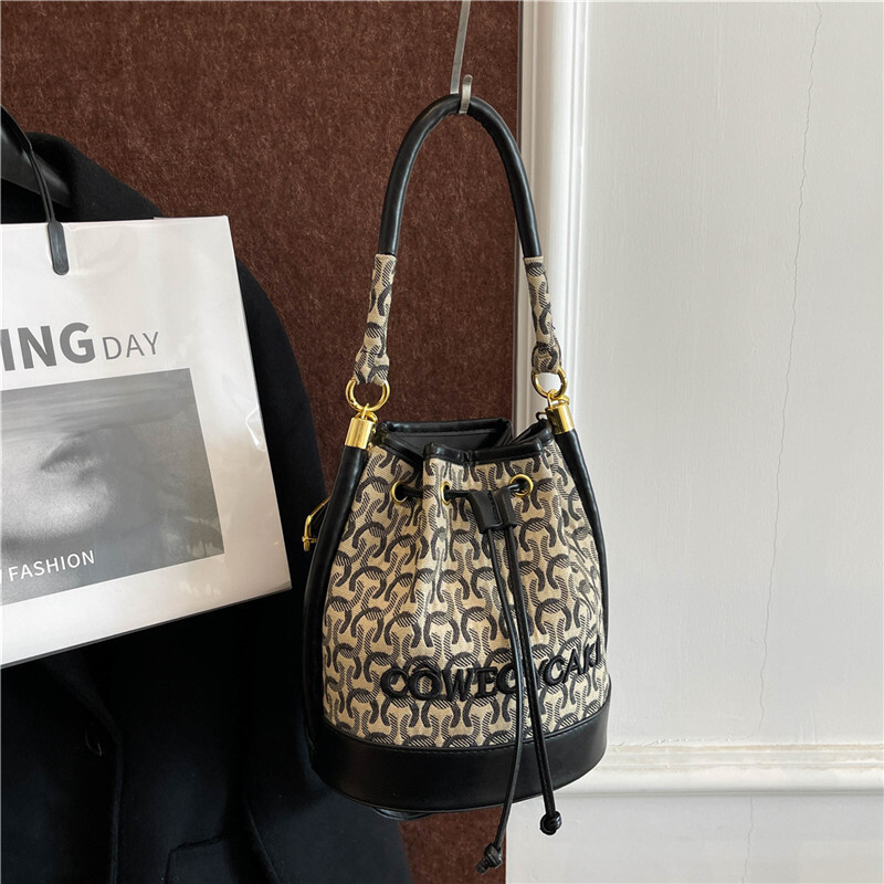 Luxury Brand Designer Bag Beibei Shangpin 2025 New Fashion Mixed Color Drawstring Bucket Bag Handheld Shoulder Crossbody Trendy Women's Bag