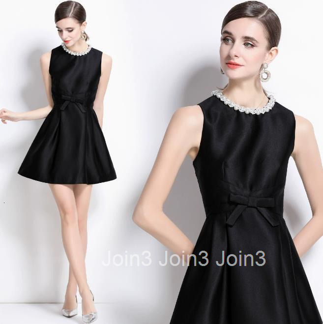5860 Early Spring Pearl Collar Sleeveless Dress for Women Waist-Cinching Slim Fit Dress for Women