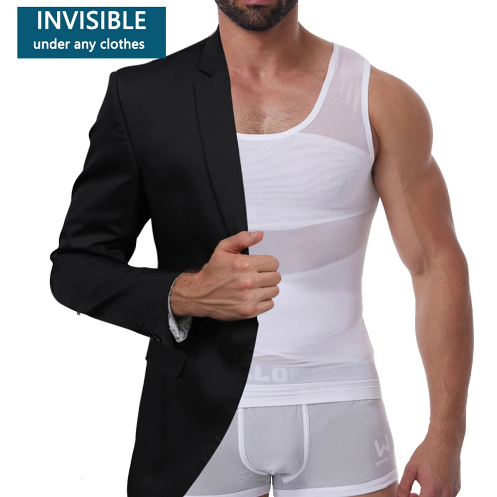 Mens Slim Waist Shaper Vest Abdomen Cross Sleeveless Top Black M-3XL Nylon Breathable Sportswear Fitness Cross Ergonomic Nude 250712