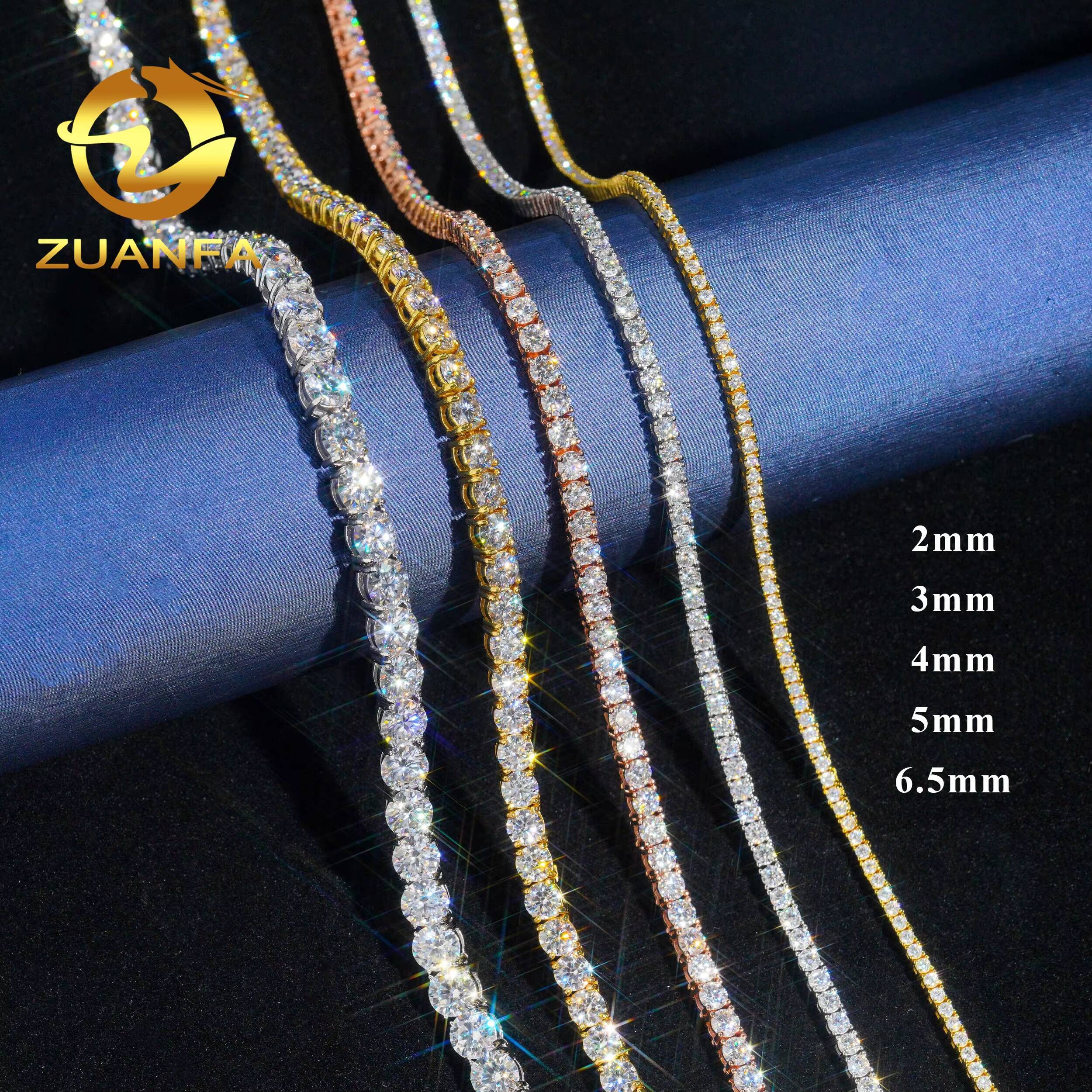 Factory Price Tennis Bracelet necklace Pass Diamond Tester Vvs Moissanite Hip Hop Jewelry Silver Lab Diamond Tennis Chain