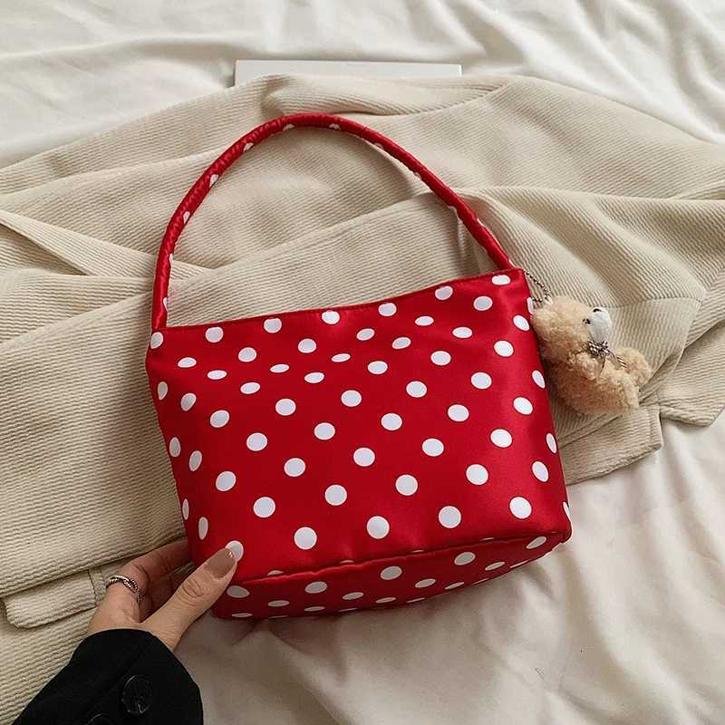 1pcs Pure Color Polka Dot Shoulder Bag Fashion Armpit Bag Bucket Bag Comes With Pendant Y250719