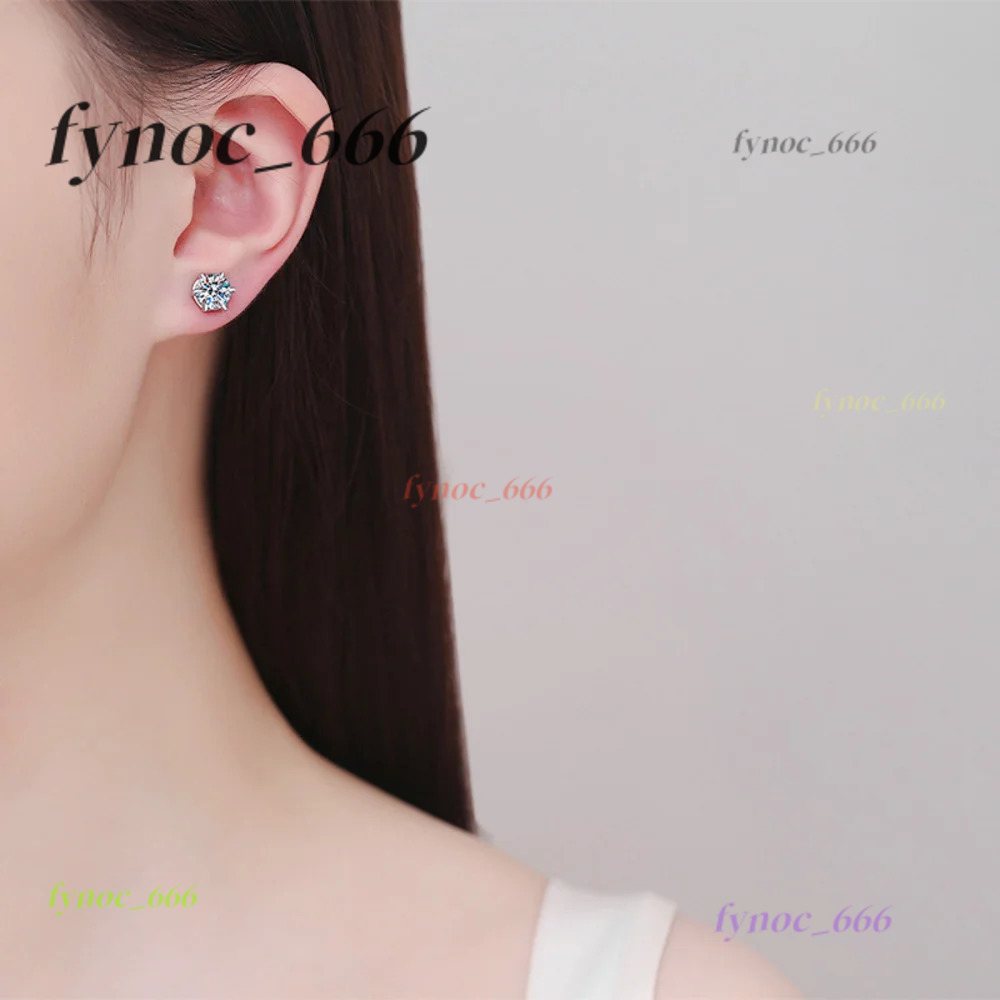 S925 Sterling Silver Hole Magnetic Classic 6-claw Ear-studs 1CT Moissanite Earrings for Women Cool Mans Ear Jewelry