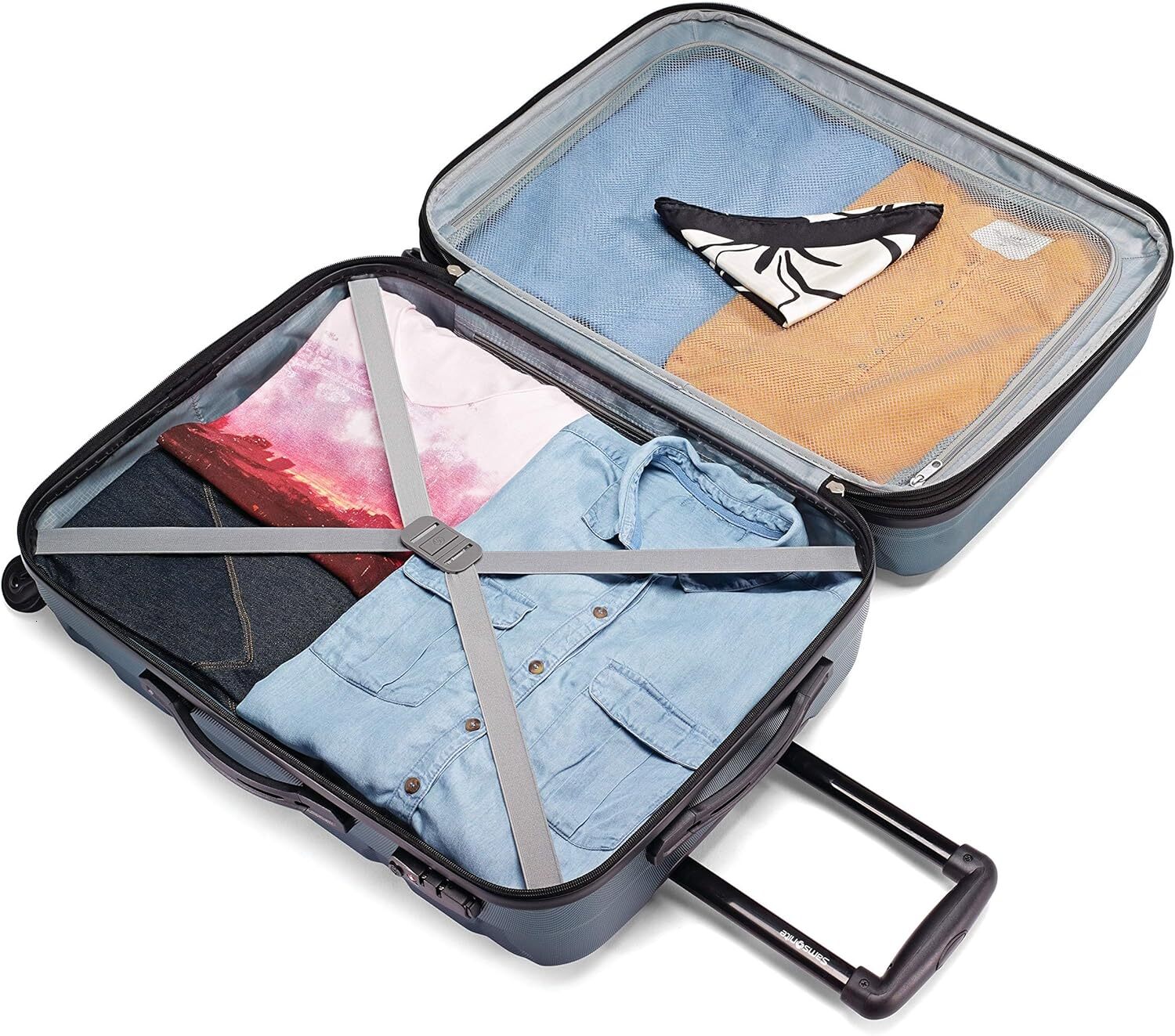 DHYMX Hardside designer bag Expandable Lage with Spinner Wheels, Teal, Checked-Medium 24-Inch