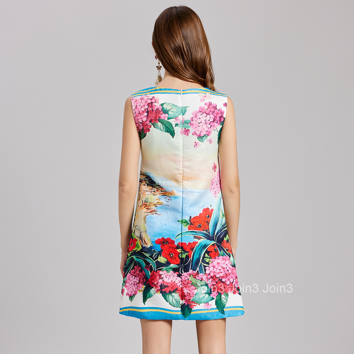 726 Spring Summer New Womens Fashion Elegant Embroidered Ball Print Jacquard Vest Dress Loose A-line Skirt
