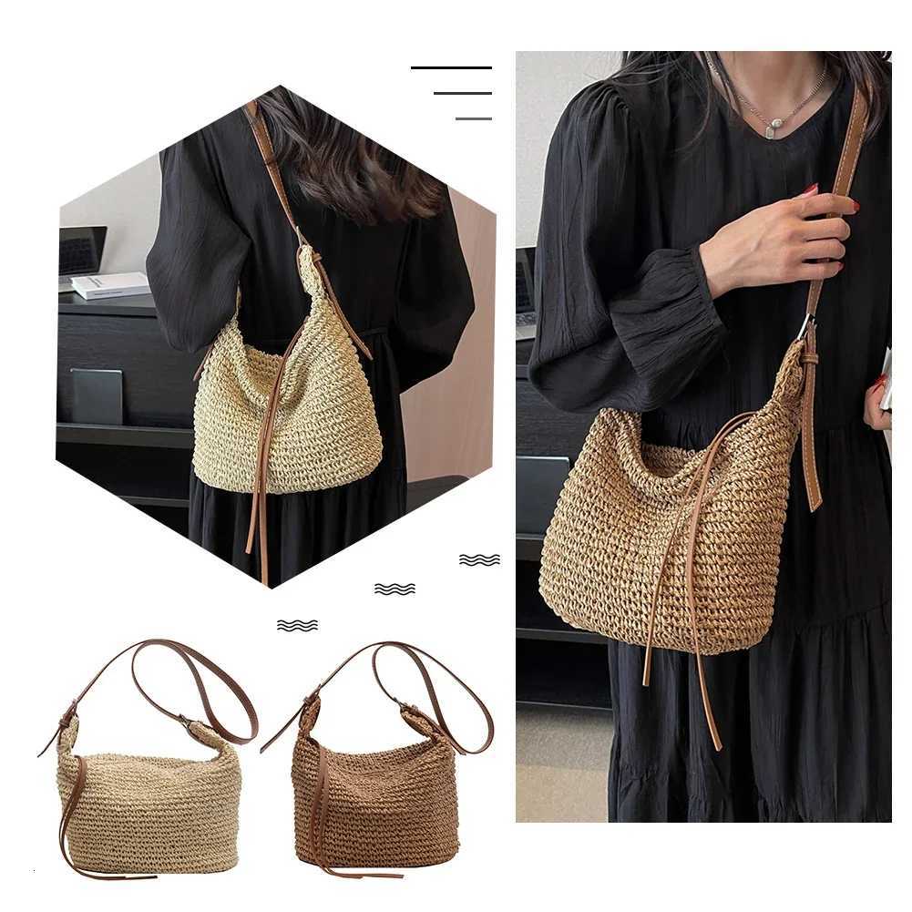 Paper Rope Women Hand-Woven Handbags Handmade Ladies Woven Bag Fashion Casual Simple Elegant Strap Adjustable Female Purse Y2508071