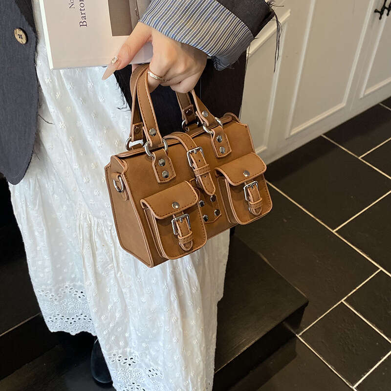 Handheld Motorcycle Women's 2025 New Trendy Cool Small Square Versatile Matte Shoulder Crossbody Bag