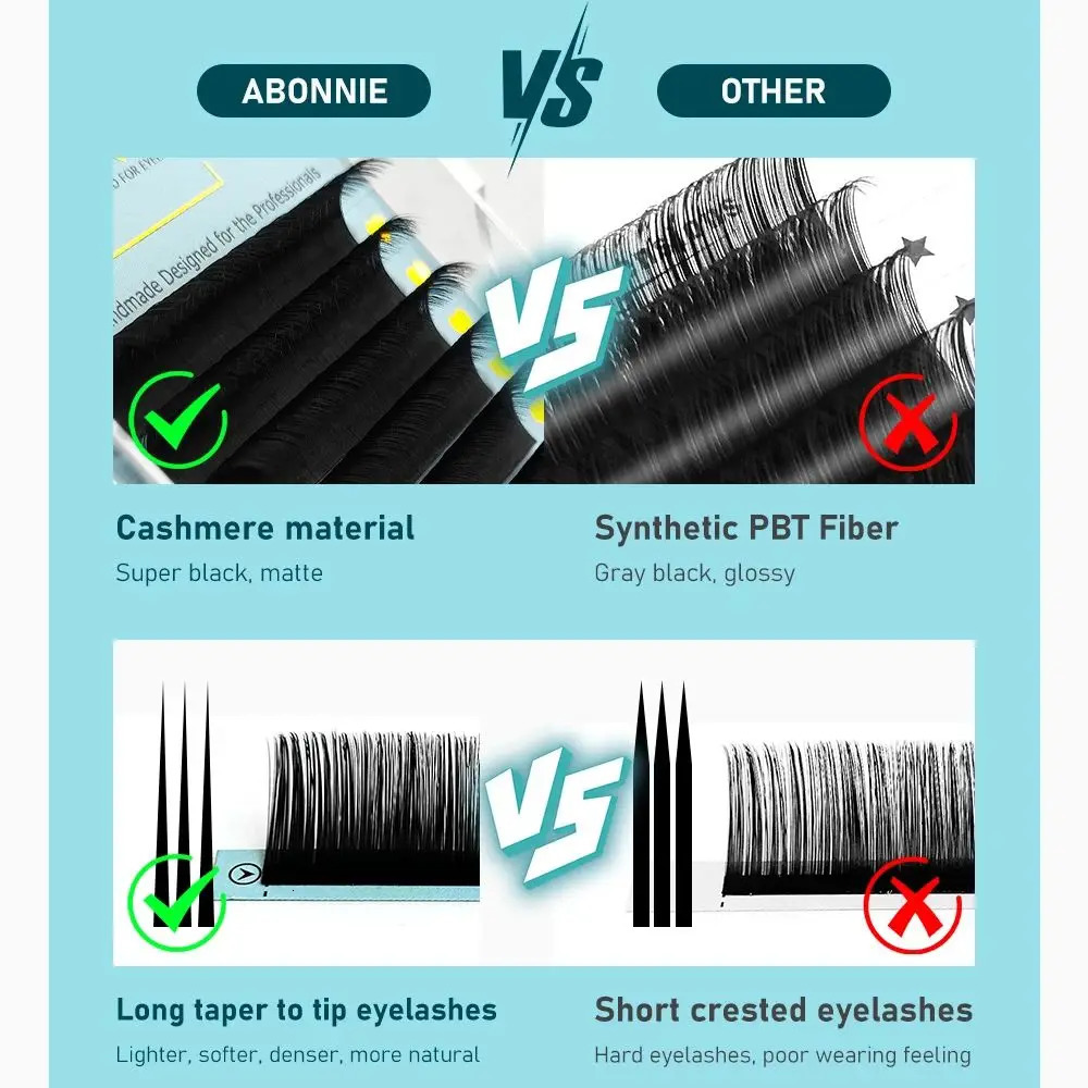 Abonnie Cashmere Classic Individual Eyelashes s Ultra Matte Black Lashes Fluffy Cilia All Size Cilios 250714