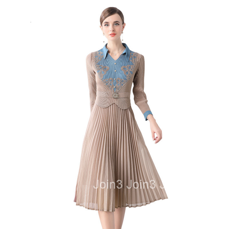 2520 Spring New Style Elegant Printed Collar Fashion Slim Dress
