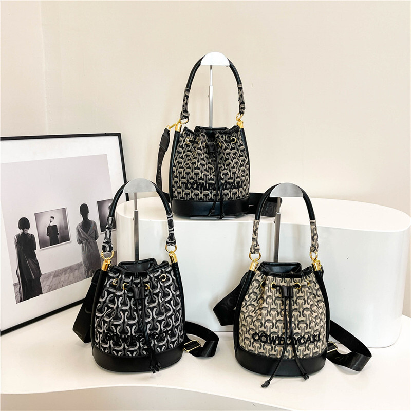 Luxury Brand Designer Bag Beibei Shangpin 2025 New Fashion Mixed Color Drawstring Bucket Bag Handheld Shoulder Crossbody Trendy Women's Bag