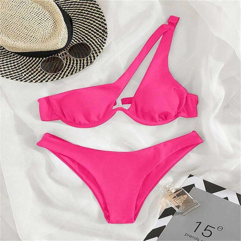 2024 Woman Multicolour Swimwear Bathing Suit Sole Shoulder Sling Underwire Swimsuit Sexy Hotsweet Bikini Set New