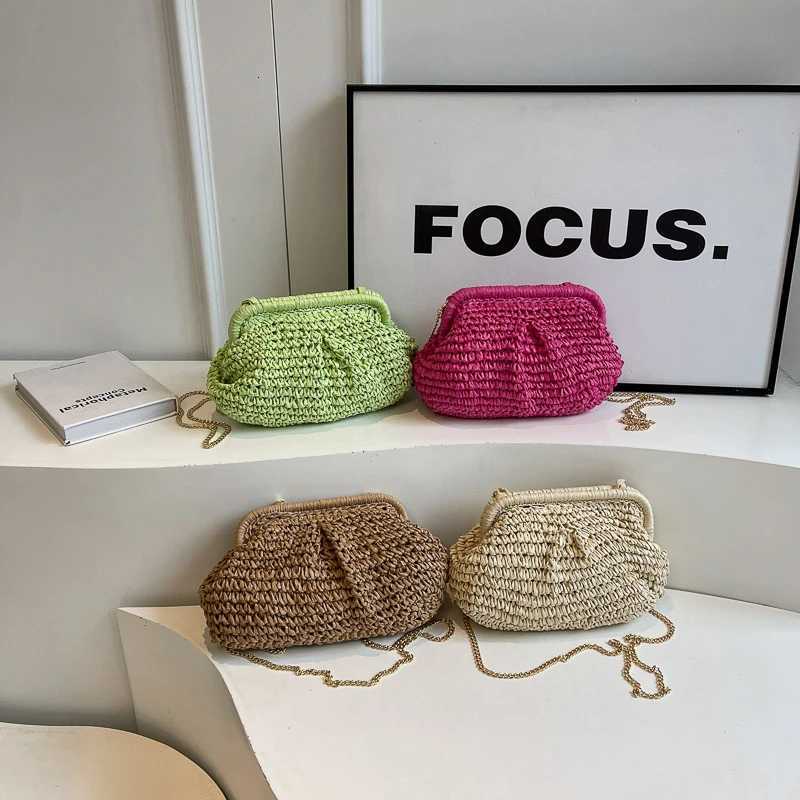 Fabric Straw Woven Shoulder Bags Grassland High Beauty Womens Bags 2025 Hot Sale New CHAINS Versatile Womens Handbags Y250719