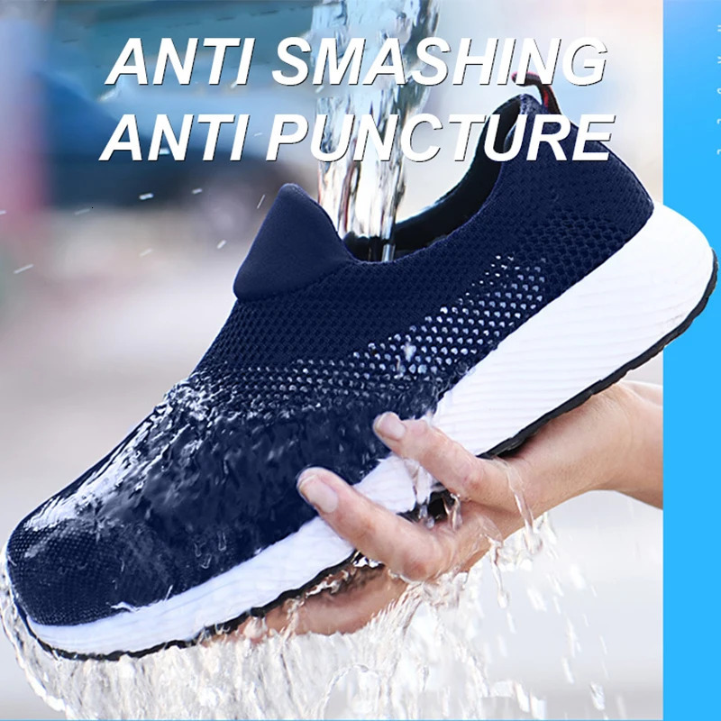 Breathable Safety Shoes Man Steel Toe Anti-Puncture Reinforced Sole Mens Work Shoes Lightweight Slip Resistant Safety Sneaker 250717