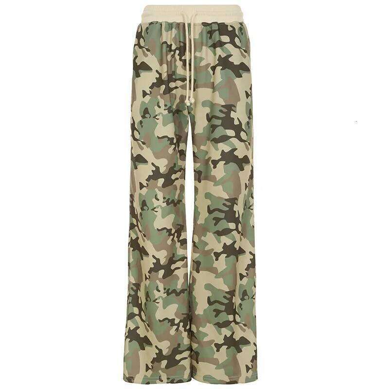 Camouflage Two-Piece Personality Leisure Street Sports Set Short Waist Hooded Cardigan Jacket Long And Wide Leg Pant