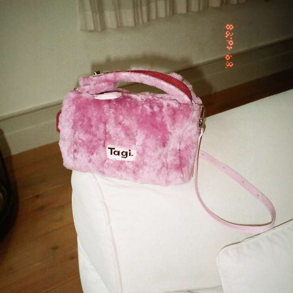 Square Lamb Wool Denim Mohair Handbag Shoulder Commuter Fashion Crossbody Bag