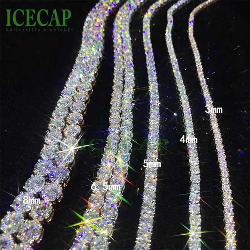 925 Silver VVS Moissanite Diamond Tennis Chain Custom 3mm 4mm 5mm 6mm Hip Hop Iced Fashion Jewelry Customizable Size Necklace