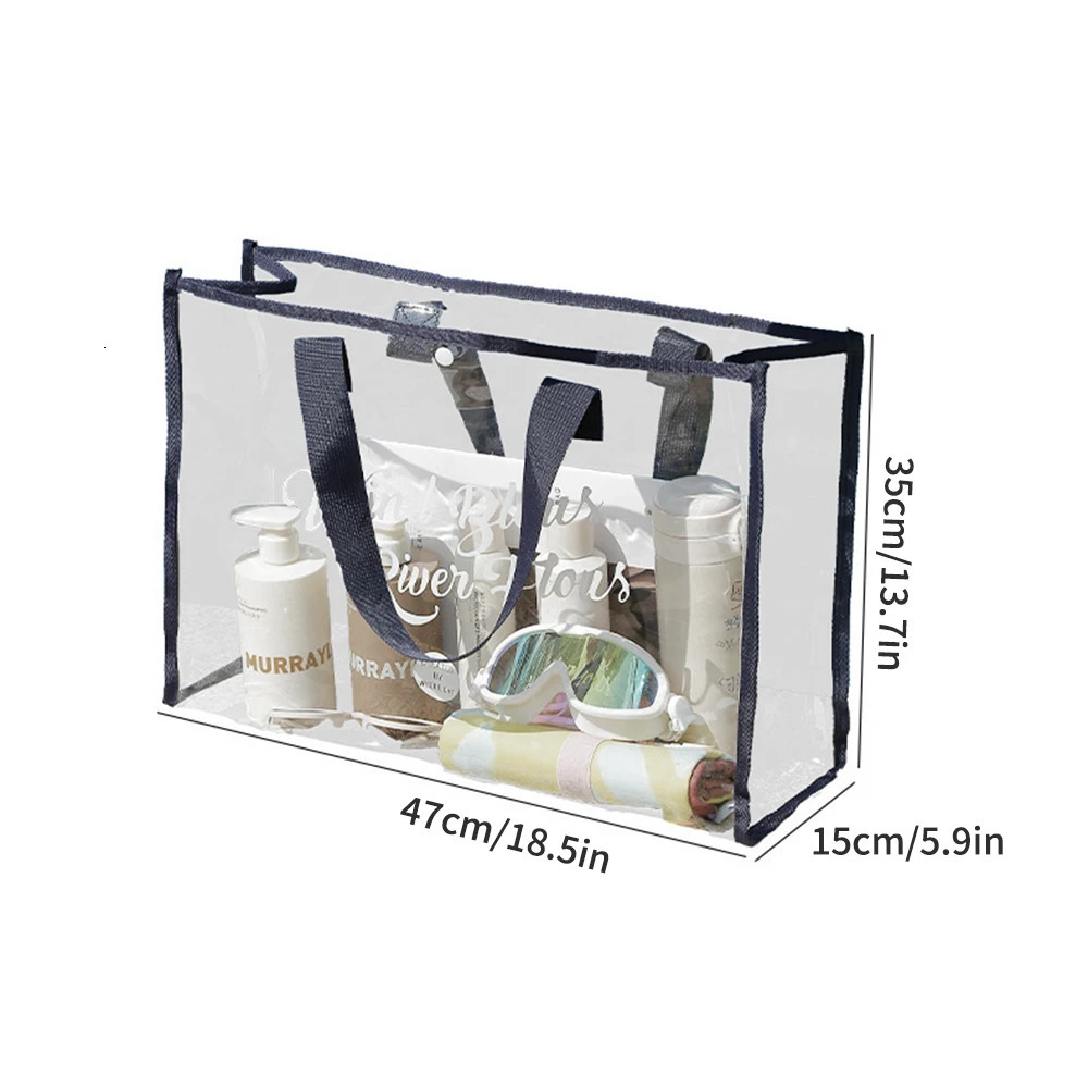 1PC Summer Large-Capacity Waterproof Beach Bag - Pvc Bag - Transparent For Swimming Traveling And Shopping 250714