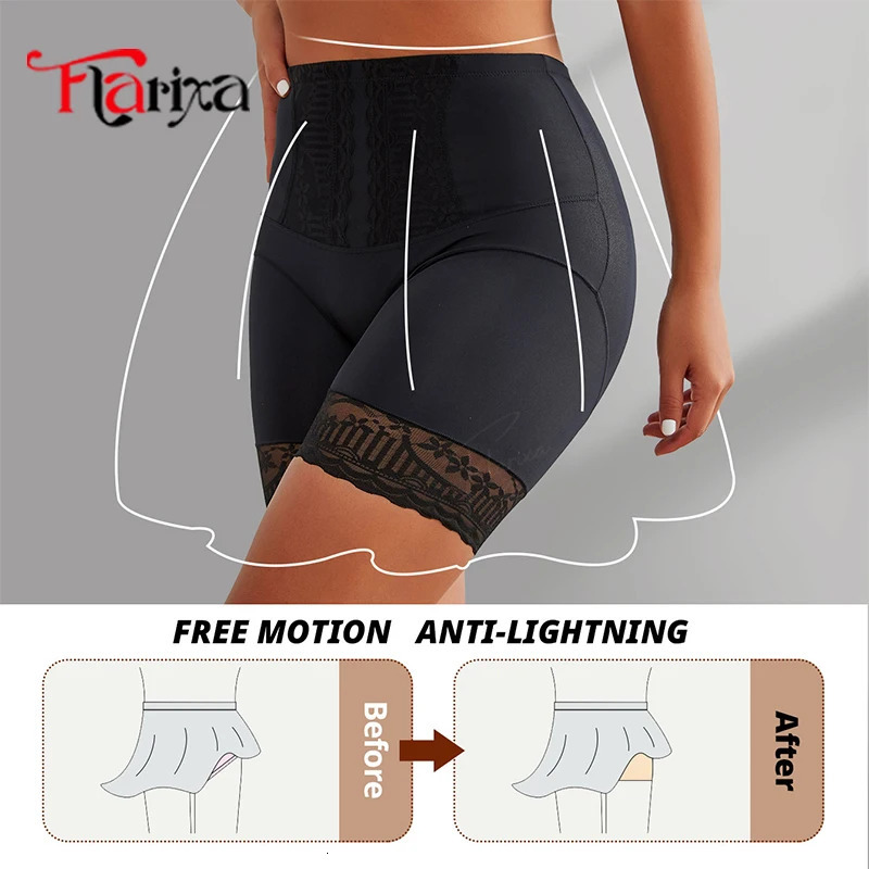 Flarixa Lace Safety Shorts High Waist Shaper Panties Belly Compression for Woman Boxers Thighs Shapewear Shorts Anti Chafing 250712