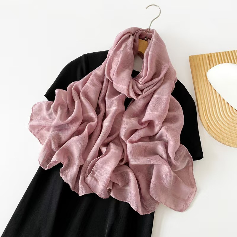 T1264 solid color silk scarf long strip high-grade ladies headscarf European and American spring new light cross-border scarf shawl