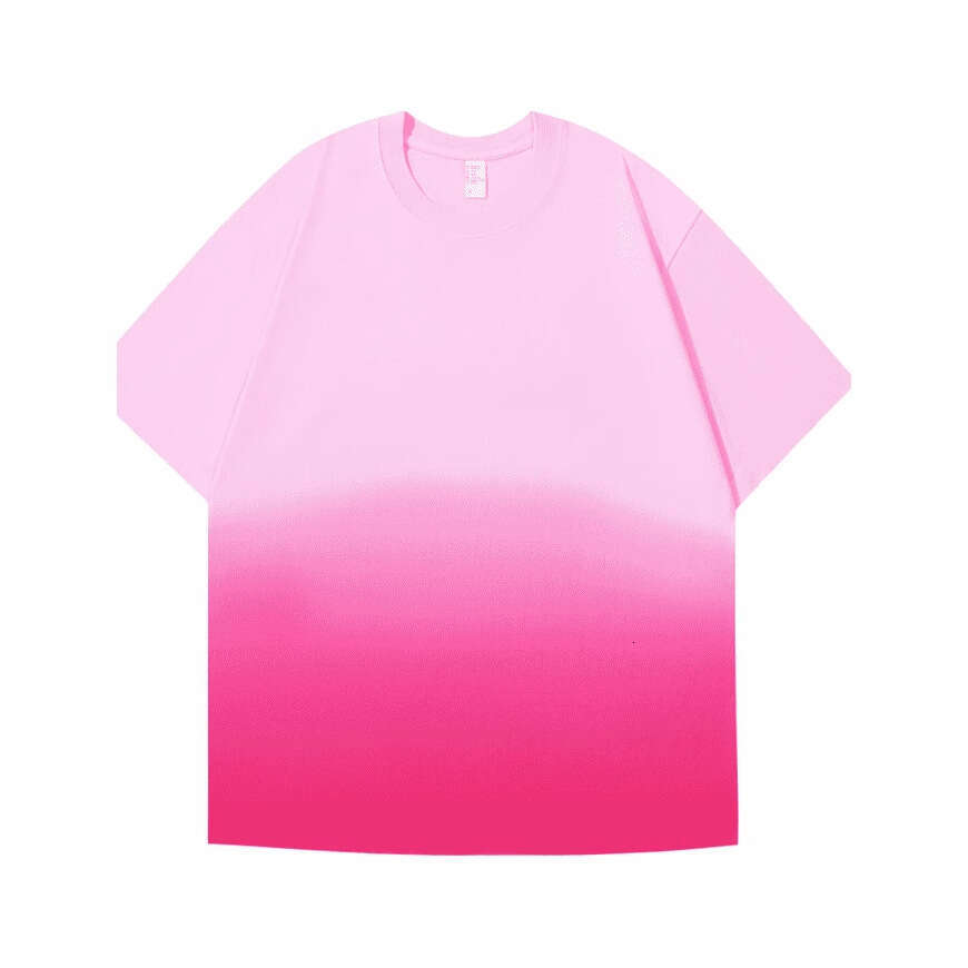 250g Gradient Color Loose Round Neck Trendy Brand Summer Short Sleeve T-Shirt