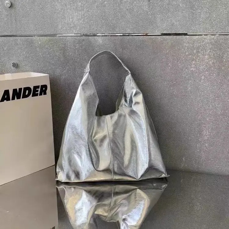 High-Capacity Tote Bag Korean Fashion Soft PU Patchwork Black Silver Shoulder Bag er Purses and Handbags 250717