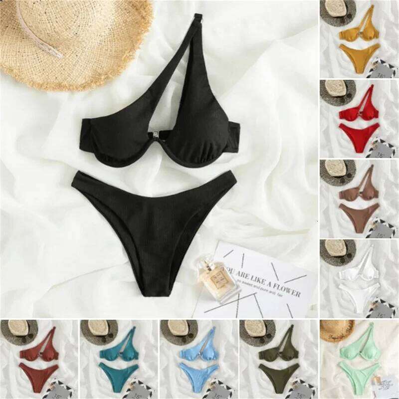 2024 Woman Multicolour Swimwear Bathing Suit Sole Shoulder Sling Underwire Swimsuit Sexy Hotsweet Bikini Set New