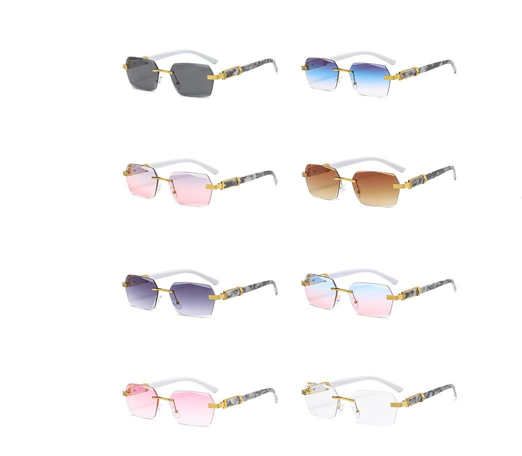 Designer Sunglasses For Women Men Gradient Square Sunglasses Frameless Marble Sunglasses Luxury Polarized Goggle Pilot Frame Oversized UV400 Eyewear S