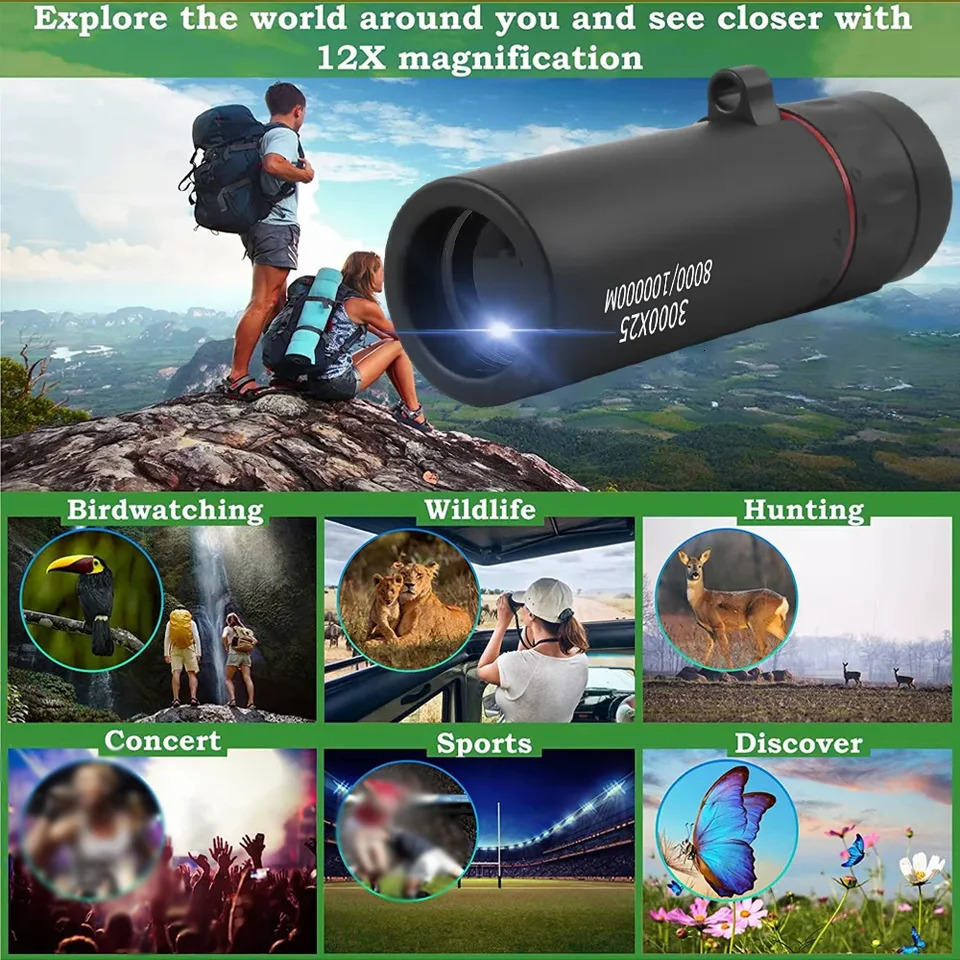 3000x25 Adult Professional HD Remote Monocular Pocket Mini Portable Telescope for Outdoor Camping and Hunting 250708