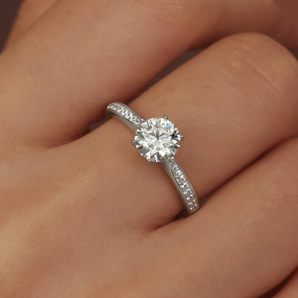 Classic Style S925 Silver Moissanite Engagement Ring for Women Diamond Style Wedding Band-No Reviews yet
