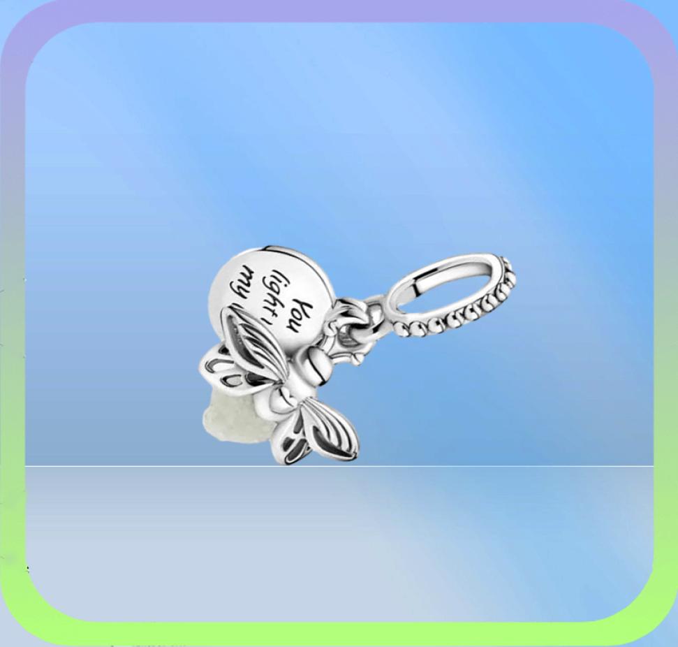 Fine jewelry Authentic 925 Sterling Silver Bead Fit Charm Bracelets Glow-in-the-dark Firefly Dangle Charms Safety Chain Pendant DIY beads4583549