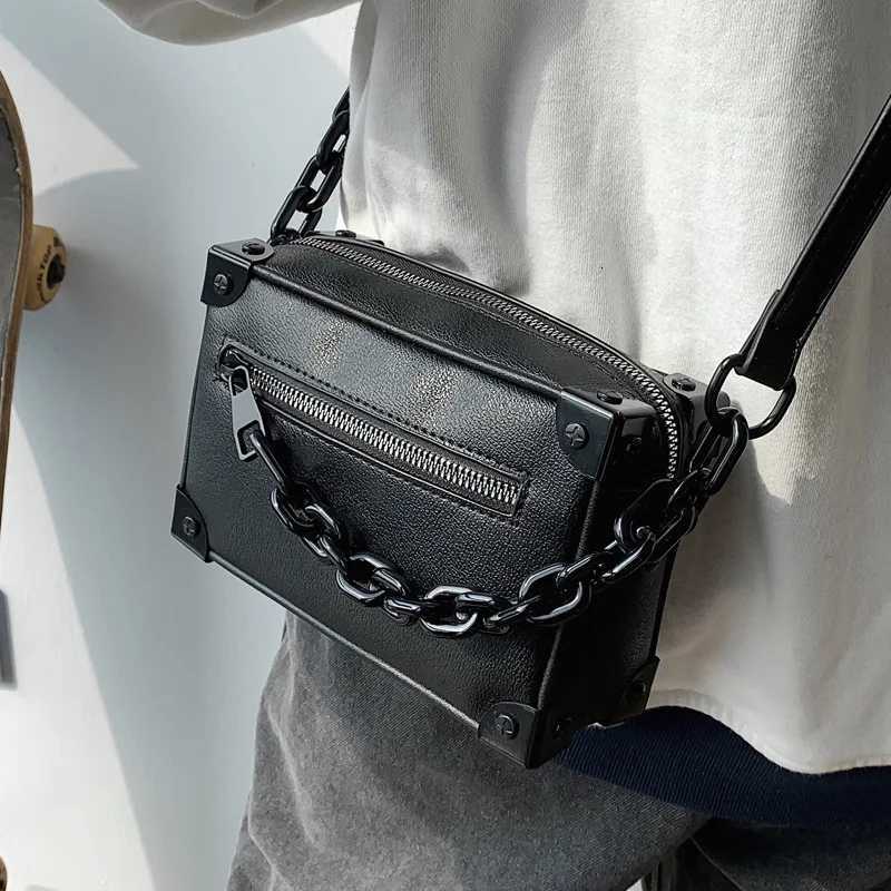 Crossbody Bag Unisex Fashion Small Square Shoulder Bag Handbag PU Leather Messenger Handbags with Adjustable Strap bolsa box sac Y250719
