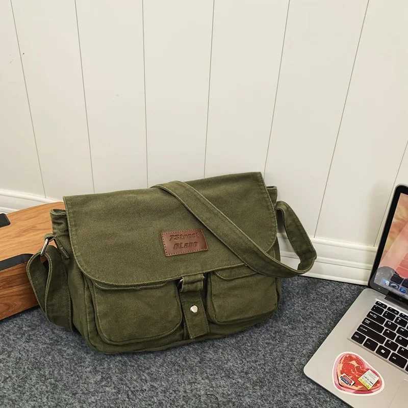 Womens School Messenger Bags For Women Shoulder Ladies Designer Handbag Solid Large Capacity Casual Canvas Shoulder Female Bags Y250719