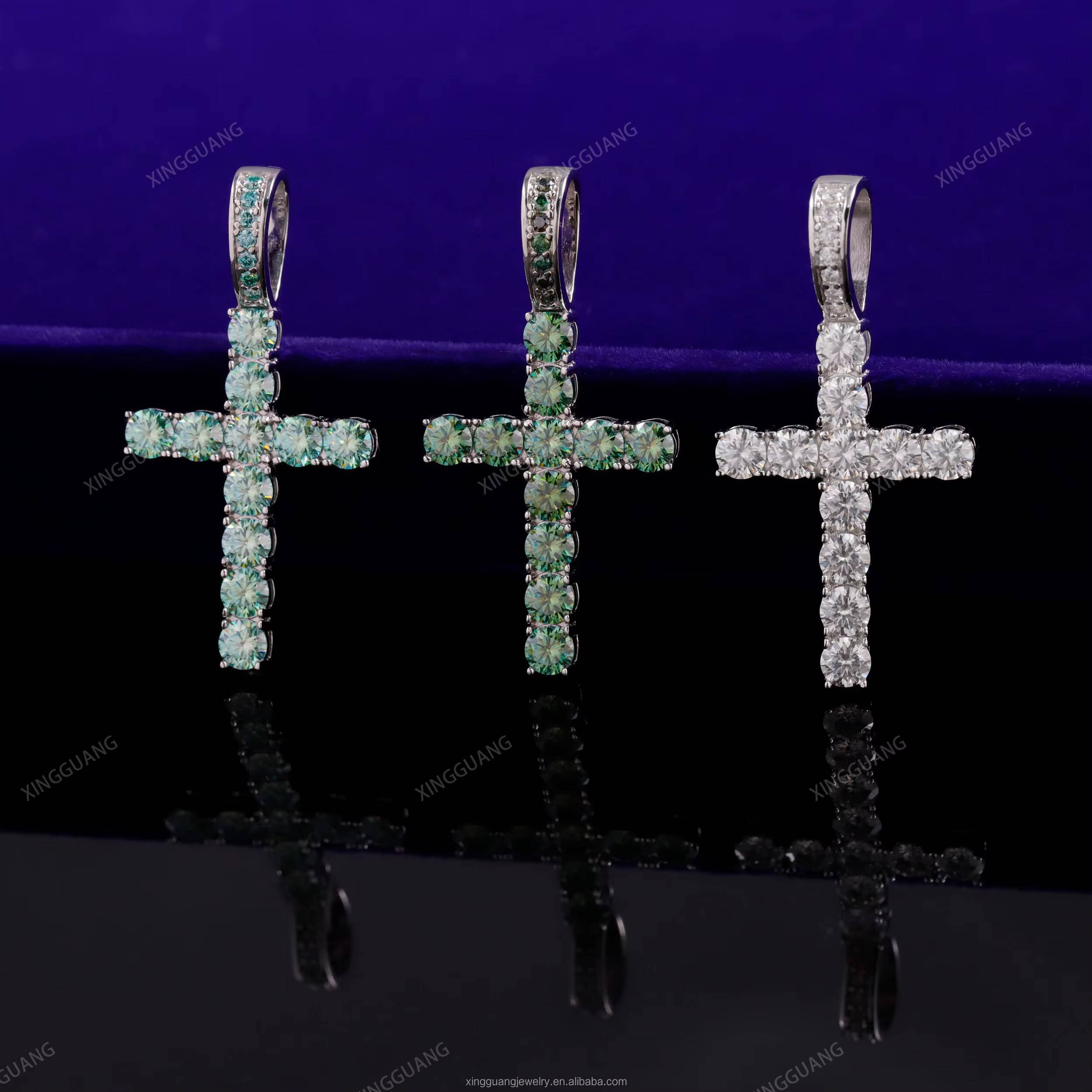 XG RTS 925 Silver Fine Jewelry Pendant for Men Women 18 K Gold Plated Moissanite Pendant Cross Diamond Pendant Custom