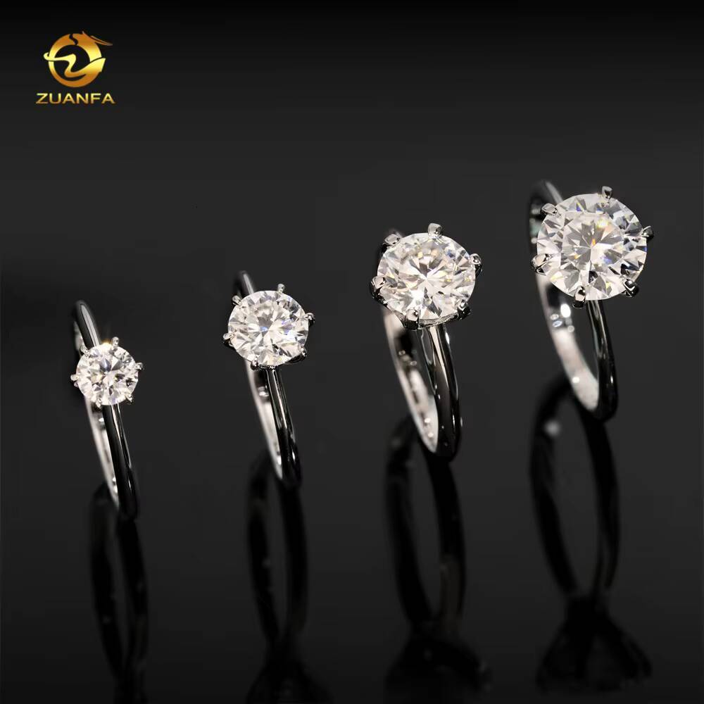 0.5ct 1ct 2ct 3ct Moissanite Engagement Rings 925 Silver 6 Prong Set Women Wedding Ring Pass diamond tester Solitaire ring