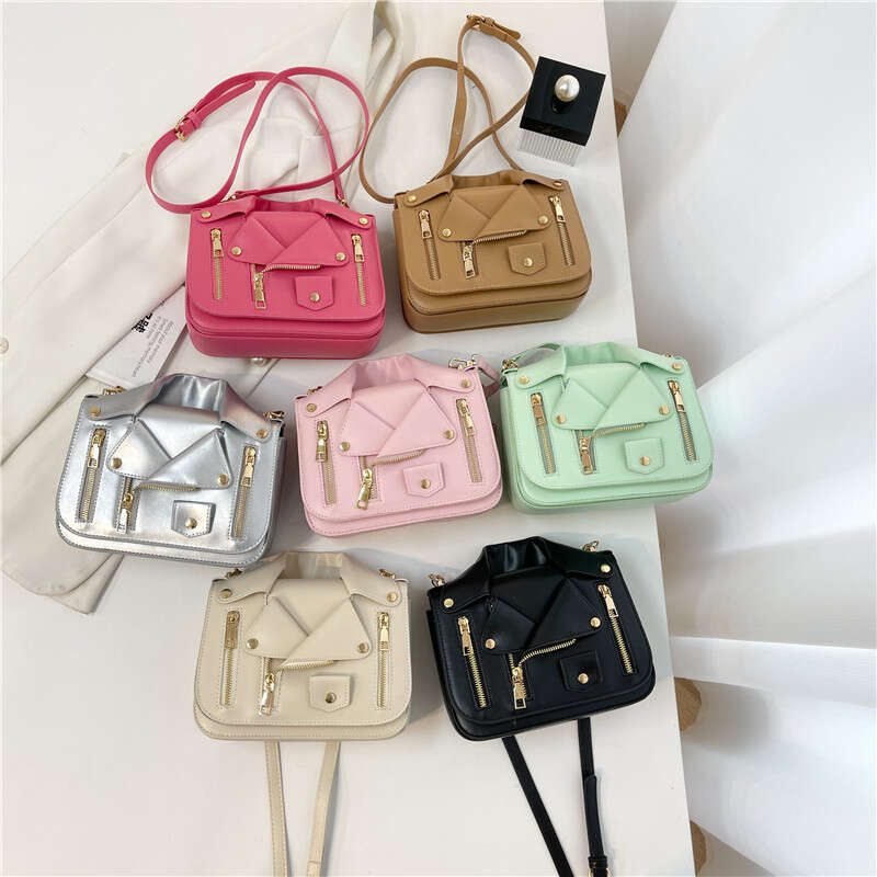 New Personality Trendy Women's fashion Zipper Square Pu Crossbody Creative Clothes Solid Color Shoulder Bag