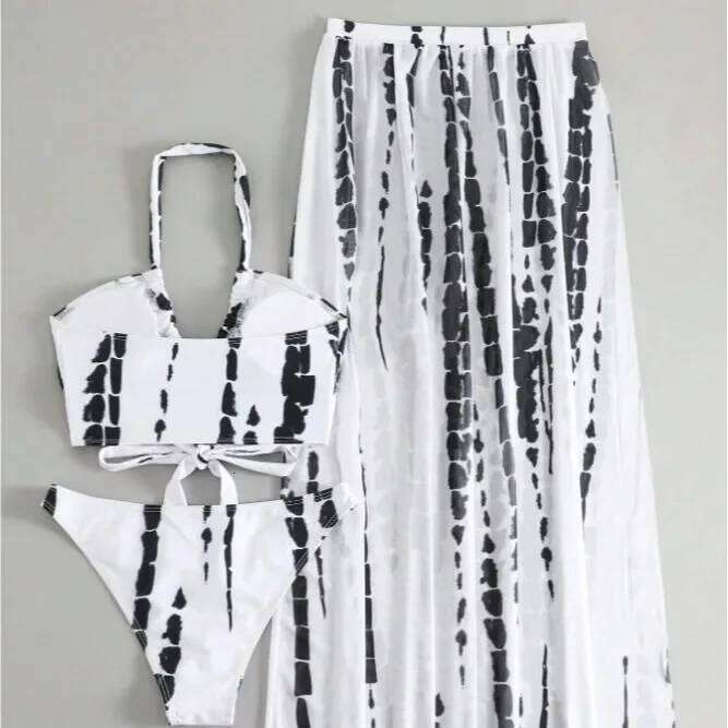 New Hot Sale Of The Season Women's Bikini Swimsuit Three-Piece Set Printed Separate Design Swimming Costume Female Fashionable B