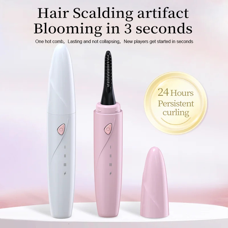 Heated Eyelash Curler 3-Level Adjustable Temperature Rapid Heated Type C Rechargeable Safe Anti-Burn Eye Lash Comb Teeth n 250716