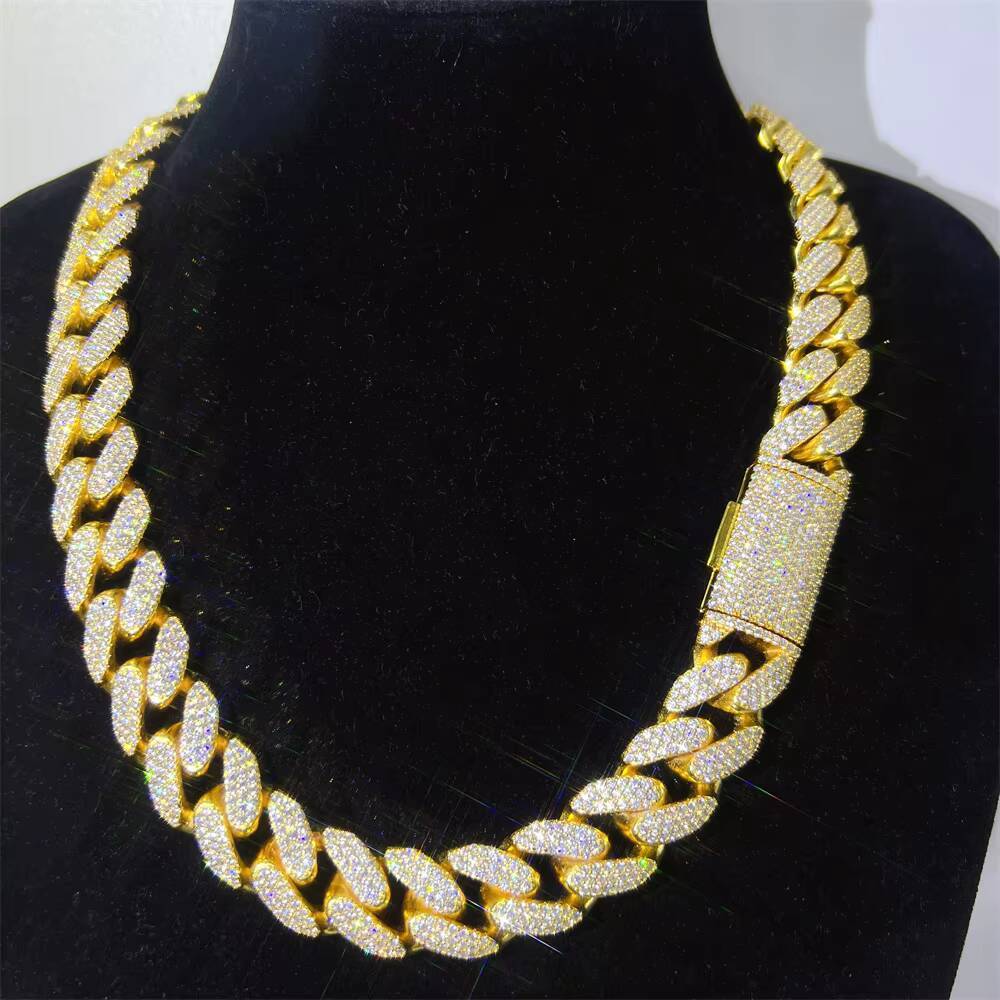 18mm 3rows Iced Out Bling Diamond Hip Hop Miami Wholesale Cuban Link Chain Jewelry Moissanite Cuban Chain