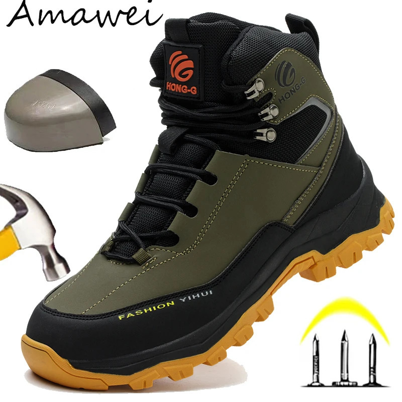 Rotary Buckle Men Work Boots Safety Steel Toe Safety Shoes Indestructible Shoes Anti-smash Puncture-Proof Work Shoes 38-47 250717